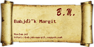 Babják Margit névjegykártya