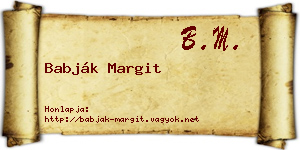 Babják Margit névjegykártya